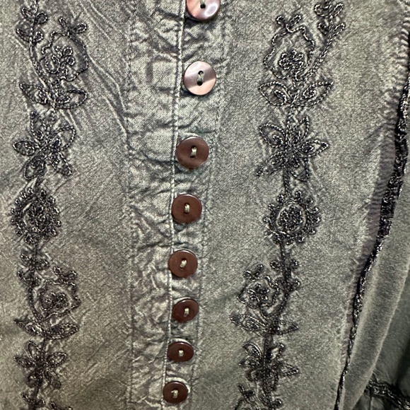 Romantic ROAMANS Forest Green Top 16W | Boho Gypsy Embroidered Revival Y2K Retro - Picture 7 of 10